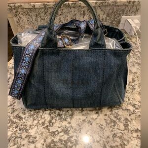 Prada Canapa large dark wash denim